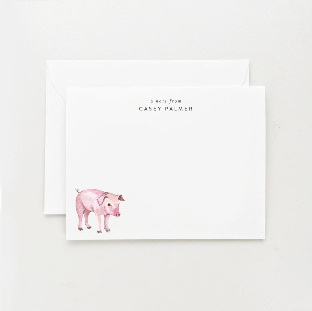 Watercolor Pig Note Card Set, Farm Stationery Gift (set of 12) - Etsy