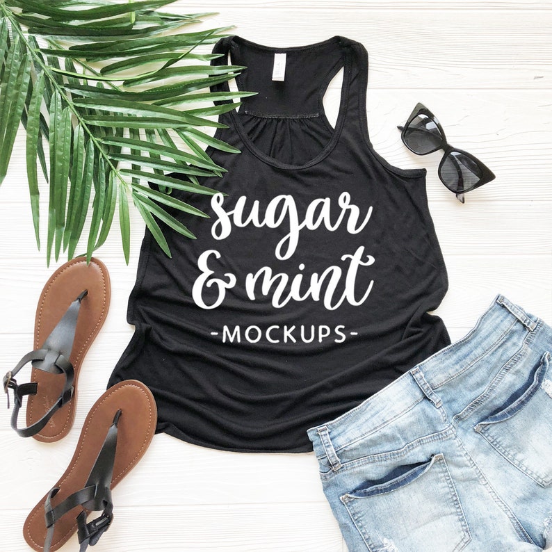 Download Black Racerback Tank Top Mockup Bella Canvas 8800 Women's | Etsy