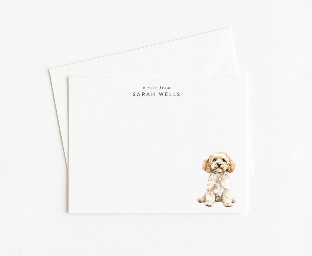 Cockapoo Things Paper Cockapoo Stationery, Set of 12 Watercolor Dog Note Cards - Etsy