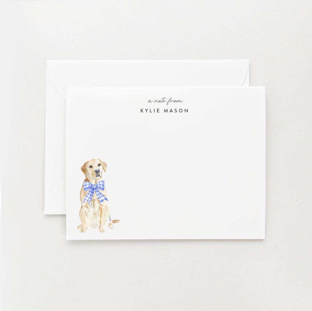 Labrador Note Card Set: Personalized Stationery Gift, Dog With Bow (set ...