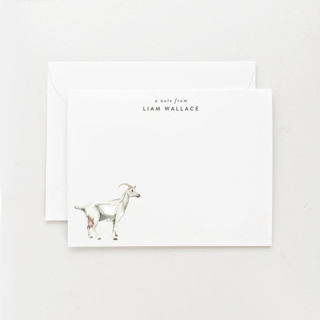 Goat Stationery Set of 12, Watercolor Farm Note Cards, White Goat Gift ...