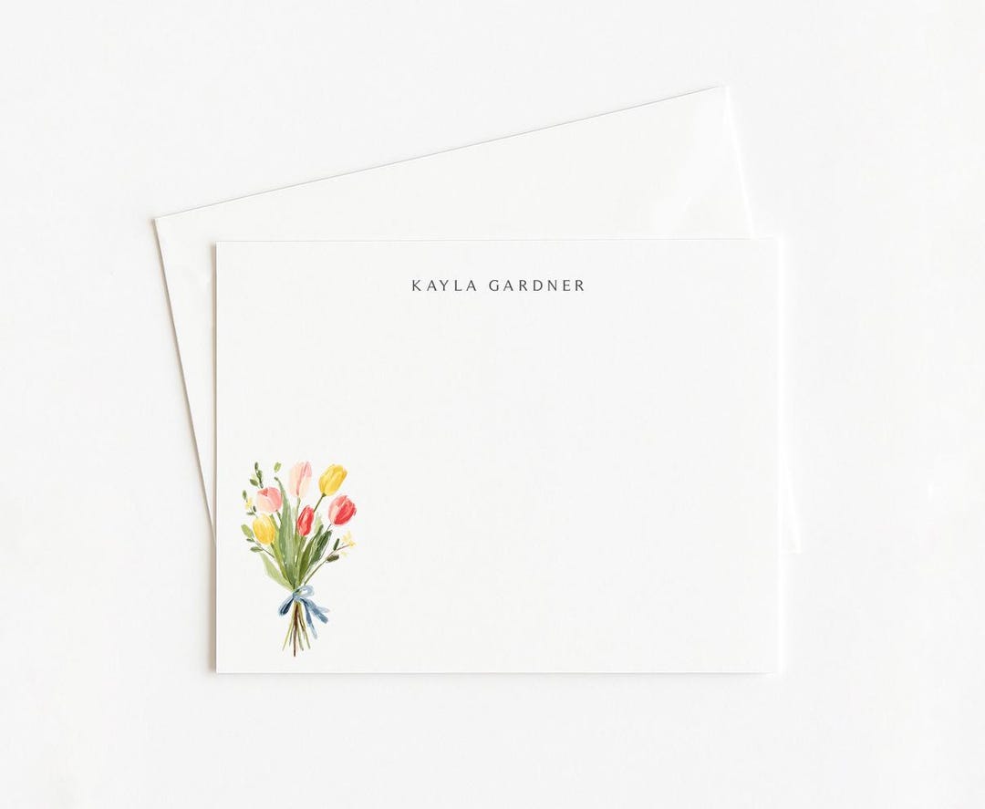 Tulips Note Tulip Note Card Set, Personalized Stationery - Etsy