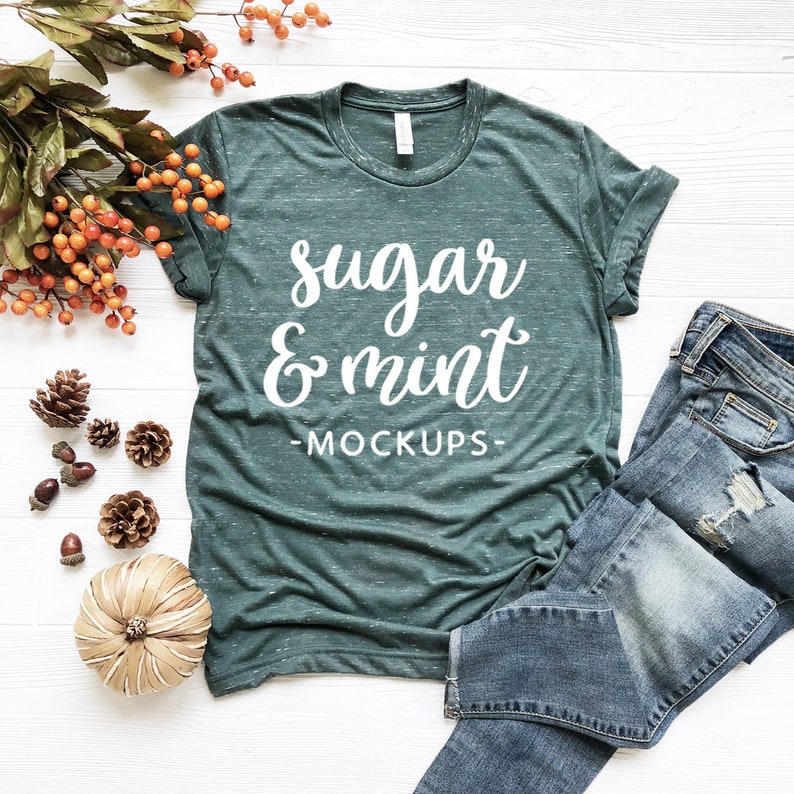 Download Fall T Shirt Mockup Bella Canvas 3650 Forest Marble T ...