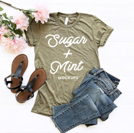 bella canvas heather olive