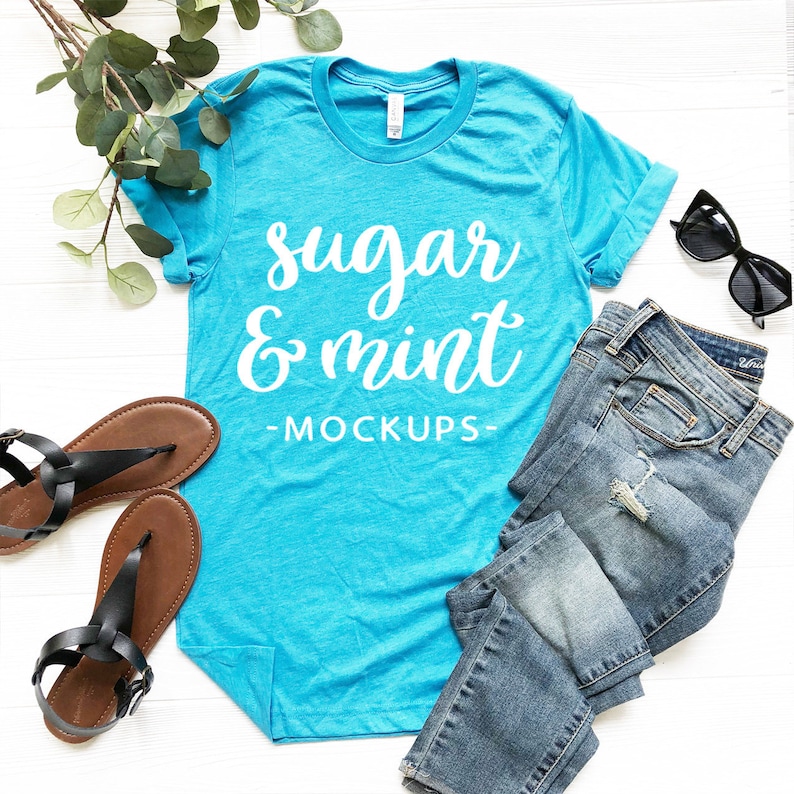 Download Bella Canvas Mockup 3001 Teal Unisex T Shirt | Etsy