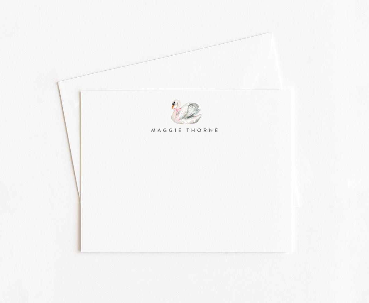 Swan Note Card Set: Watercolor Stationery, Coquette Gift (set of 12) - Etsy