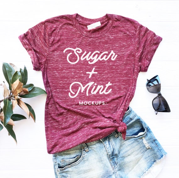 T Shirt Mockup Bella Canvas 3650 Unisex Maroon Marble Etsy
