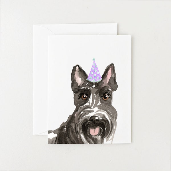 Scottish Terrier Birthday Card, Dog Greeting Card Set, Black Scottie