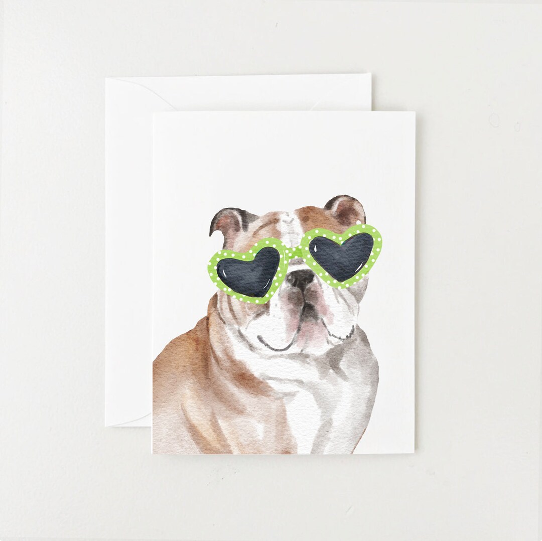 Bulldog Skateboard Birthday Card - Funny Dog With Sunglasses Greeting Card