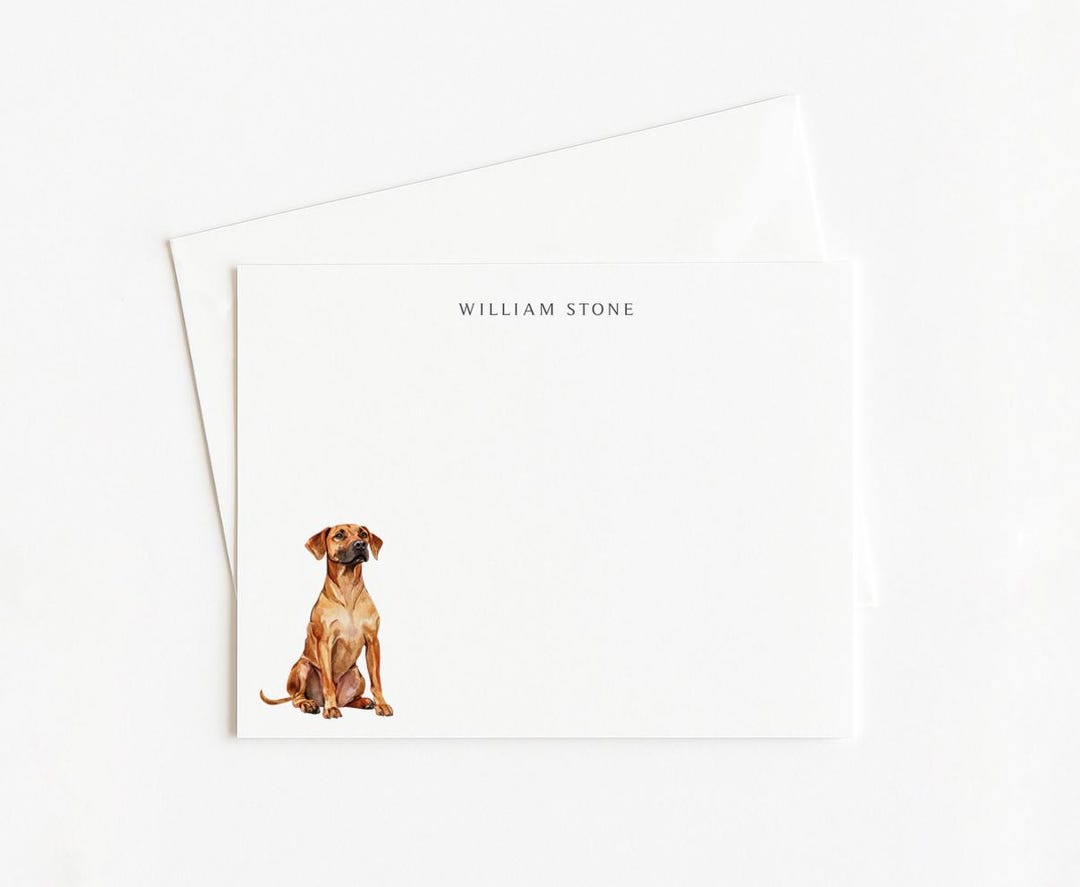 Rhodesian Ridgeback Stationery, Personalized Watercolor Dog Note Cards ...