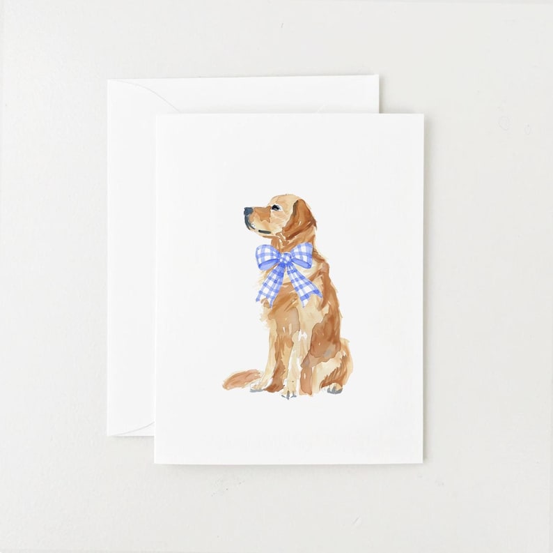 Carte de golden retriever, carte d'anniversaire de chien, carte vierge d'anniversaire, merci image 1