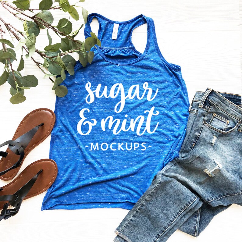 Download True Royal Marble Racerback Tank Top Mockup Bella Canvas 8800 | Etsy
