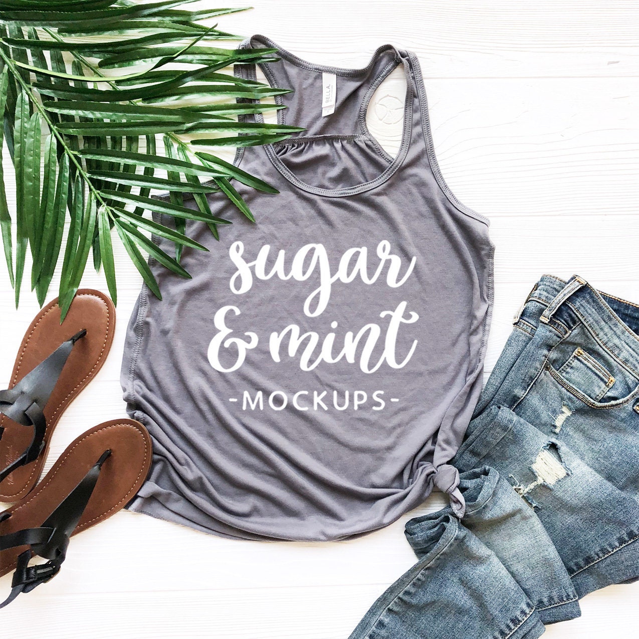 Download Storm Grey Racerback Tank Top Mockup Bella Canvas 8800 | Etsy