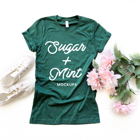 Bella Canvas Mockup 3001 Forest Green Unisex T Shirt Etsy
