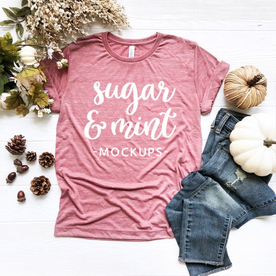 Fall T Shirt Mockup Bella Canvas 3650 Unisex Mauve Marble T Etsy