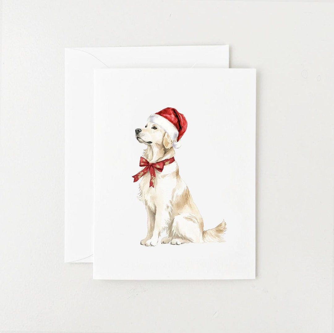 Cream Golden Retriever Christmas Cards, Holiday Box of 8, Dog With ...