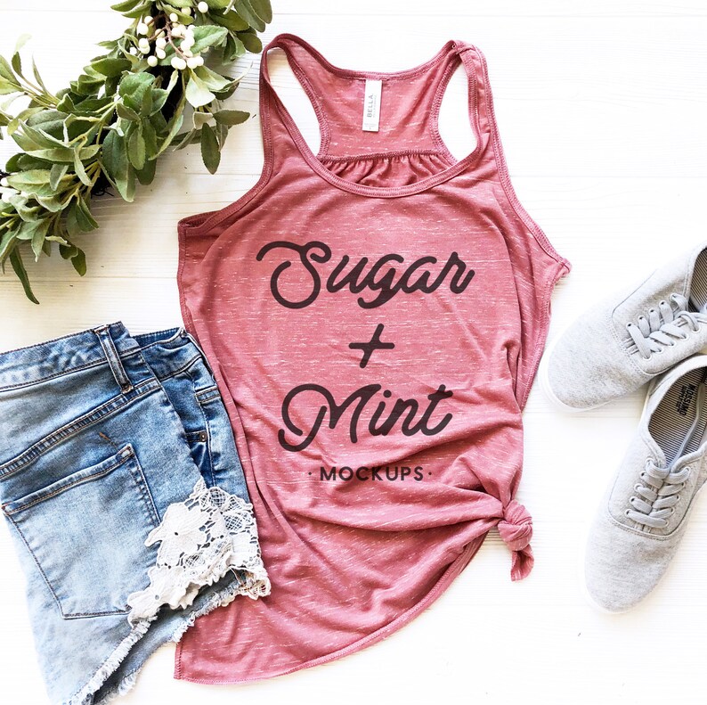 Download Mauve Marble Racerback Tank Top Mockup Bella Canvas 8800 ...