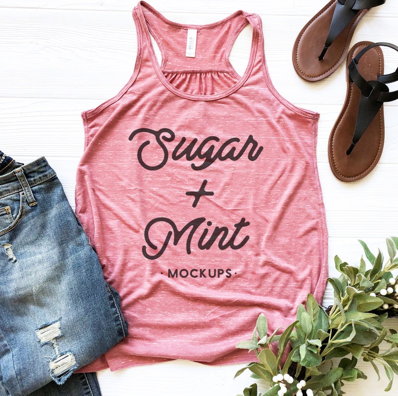 Download Mauve Marble Racerback Tank Top Mockup Bella Canvas 8800 | Etsy