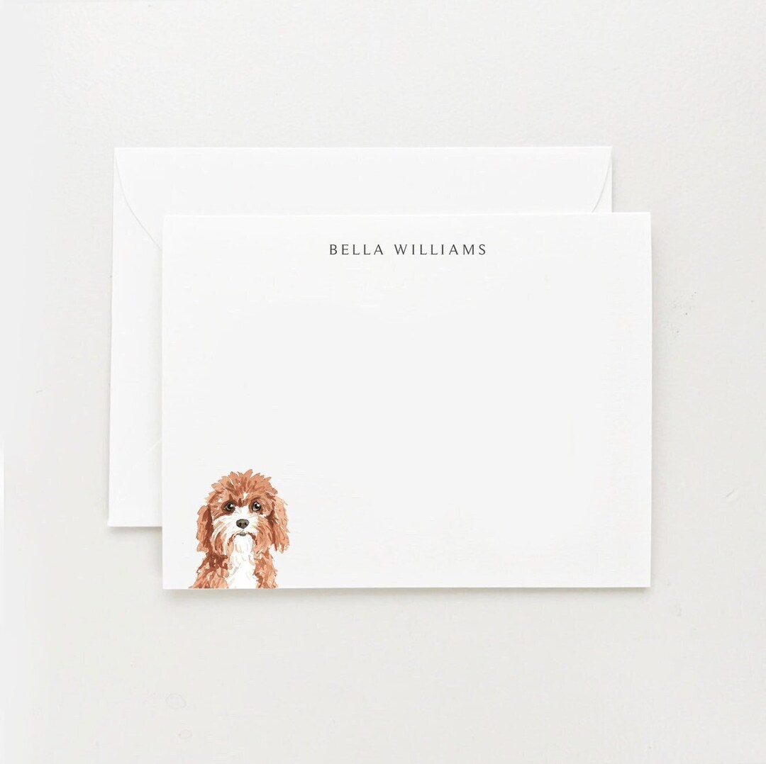 Cavapoo Stationery, Personalized Dog Gift, Dog Note Card Set of 12 - Etsy
