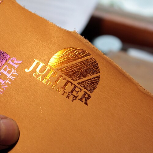 Custom Logo Branding Iron + 5x100cm hot foil for embossing/stamping - made shops of brass. Stamp thickness: 16mm