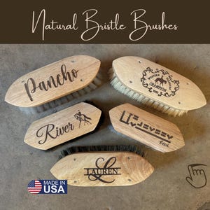 Cepillos de cerdas naturales personalizados para caballos: regalo ecuestre grabado