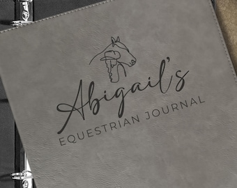 Carpeta de 3 anillas con grabado personalizado para exhibiciones, establos, ranchos, lecciones, registros de caballos, granjas y diarios ecuestres.