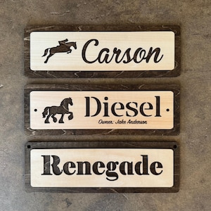 Custom Wood Horse Stall Sign | Stencil Style | Barn Stall Name Plaque | Personalized