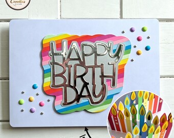 Expandable Birthday Candles Card: Customizable Age Card (5” x 7”)