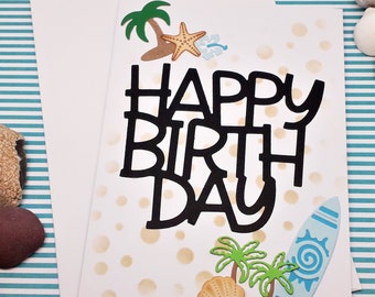 Beach and summer inspired  birthday card - Happy Birthday A6 card