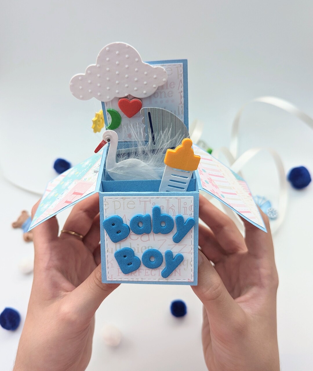 Baby Boy Popup Card New Baby Popup Card A2 Size 4 Etsy