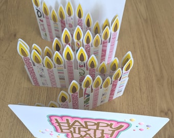 Candles card - Age Birthday Candles Card (5” x 7”) - Candle for every year, expandable candle card, gift, 50th, 60th, 70th, 80th, 90th