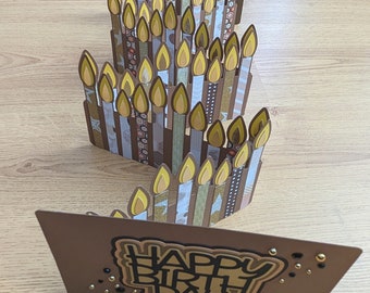 Kaarsenkaart - Age Birthday Candles Card (5" x 7") - Kaars voor elk jaar, uitvouwbare kaarskaart, cadeau, 50e, 60e, 70e, 80e, 90e