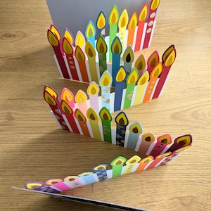 Carte bougies - Carte bougies d'anniversaire (5 x 7 po.) - Bougie pour chaque année, carte bougie extensible, cadeau, 50e, 60e, 70e, 80e, 90e