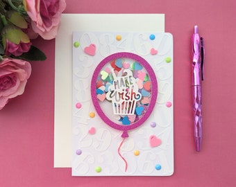 Make a Wish Birthday Shaker Card A6 size