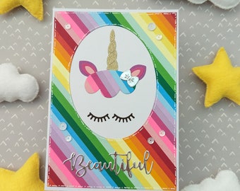 Rainbow unicorn - you are beautiful - A6 card