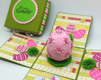 Some bunny loves you - Easter egg exploding box card - pick your color