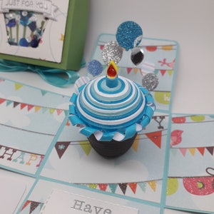Cupcake Exploding Box Card - Biglietto di compleanno - Cupcake in carta Quilled