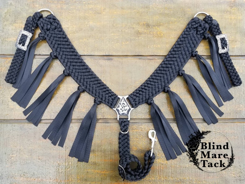 Black Mule Tape Breast Collar With Fringe Etsy