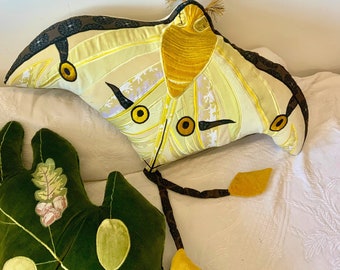 African Moon Moth cushion /pillow , insect shaped cushion /pillow hand made using the finest vintage fabrics and stuffed with eco filling !