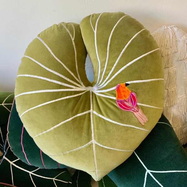 Green Leaf Pillow Etsy UK