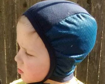 Ready to ship Midnight Navy Blue with Navy Mesh Hearing Aid Cap for those with hearing aids/ cochlear implants