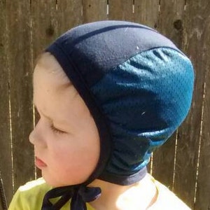 Ready to ship Midnight Navy Blue with Navy Mesh Hearing Aid Cap for those with hearing aids/ cochlear implants image 1