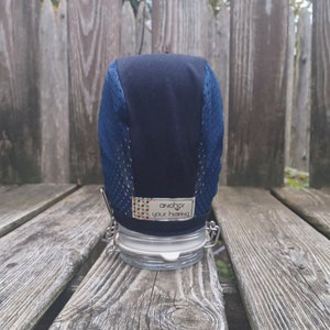 Ready to ship Midnight Navy Blue with Navy Mesh Hearing Aid Cap for those with hearing aids/ cochlear implants image 5