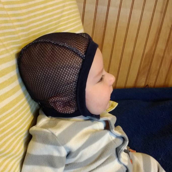 Custom Navy All Mesh Hearing Aid Hat