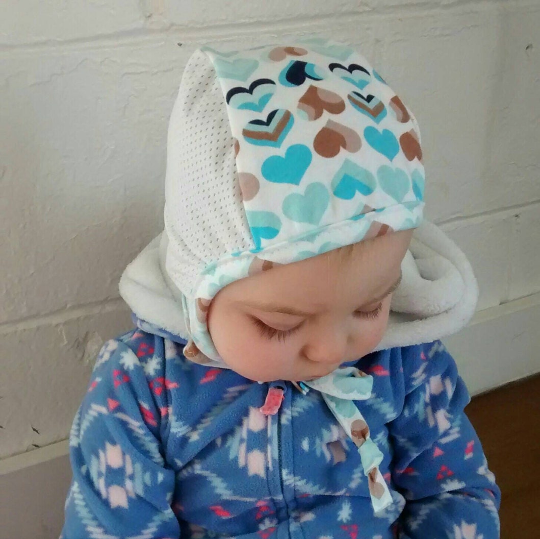 Custom Blue Hearts Hearing Aid Cap with White Mesh sides for Etsy