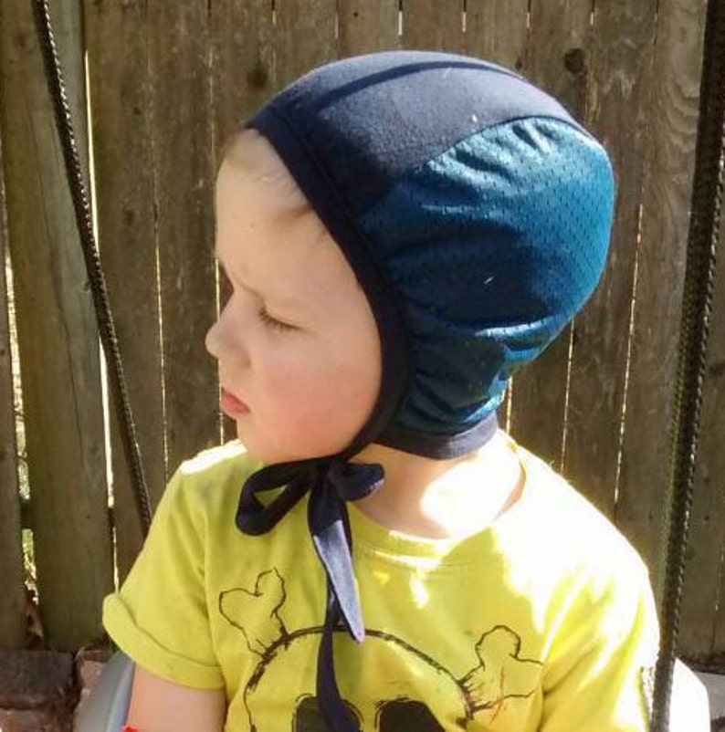 Ready to ship Midnight Navy Blue with Navy Mesh Hearing Aid Cap for those with hearing aids/ cochlear implants image 1