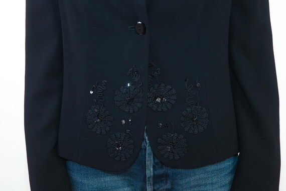 1990s ARMANI Blazer - Vintage Black 90s Sequins F… - image 6