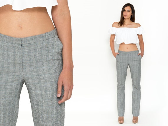 low rise plaid pants
