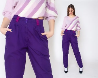 Vintage 80s/90s Purple Abstract Print Baggy Parachute Pants, 1980s