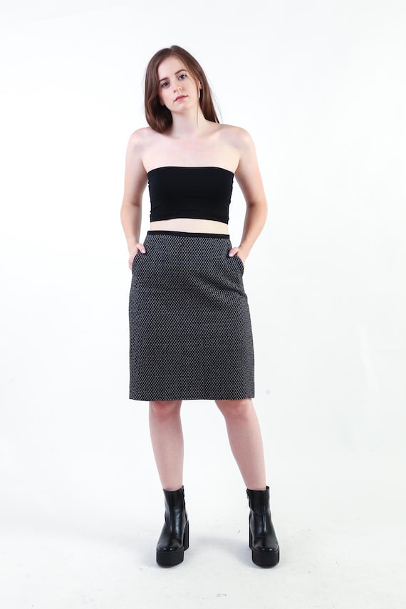 Vintage 90s Green & White Tiered Skirt M